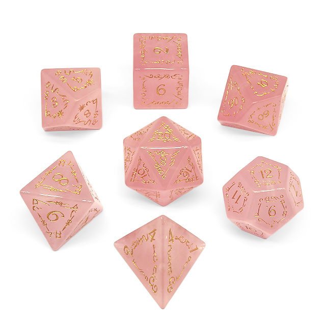 factory wholesale glass dice HOT-SELLING pink crystal dice set for dungeons and dragons RPG