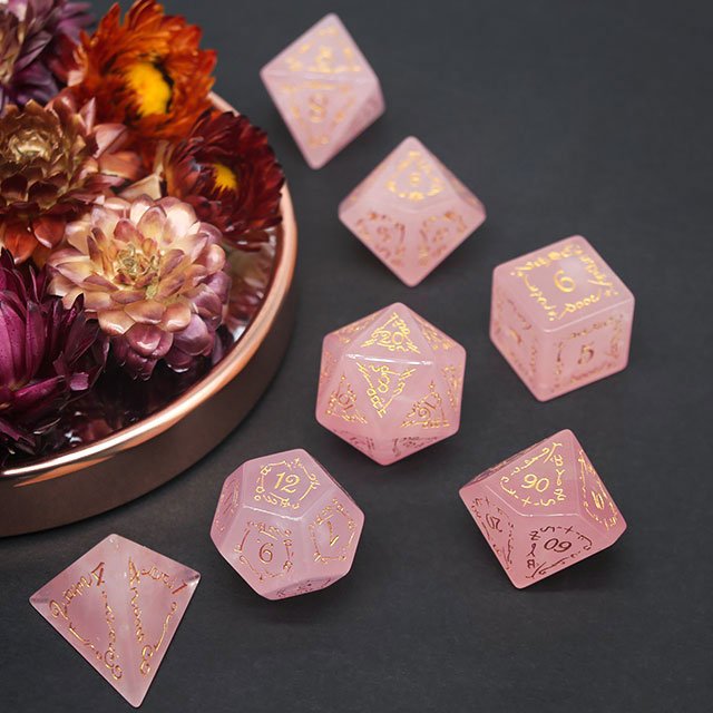 factory wholesale glass dice HOT-SELLING pink crystal dice set for dungeons and dragons RPG
