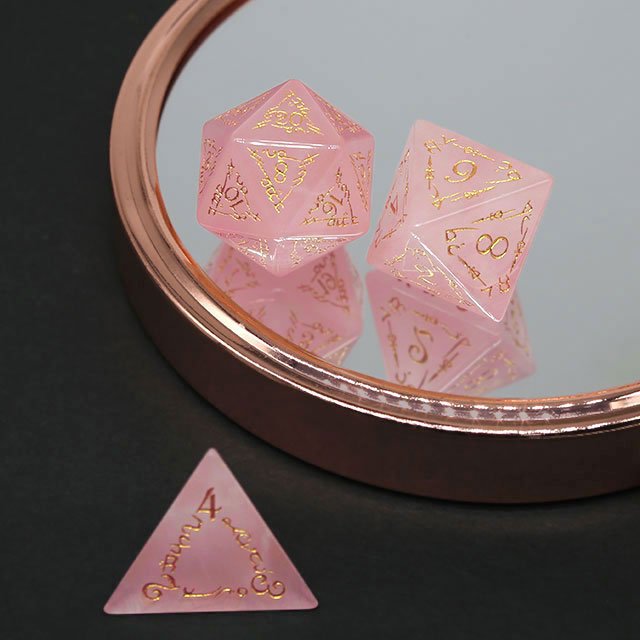 factory wholesale glass dice HOT-SELLING pink crystal dice set for dungeons and dragons RPG