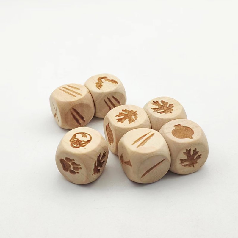 Wooden high quality handcrafted custom engrave round edge personalized logo dice adult board games casino polyhedral d6 dice set