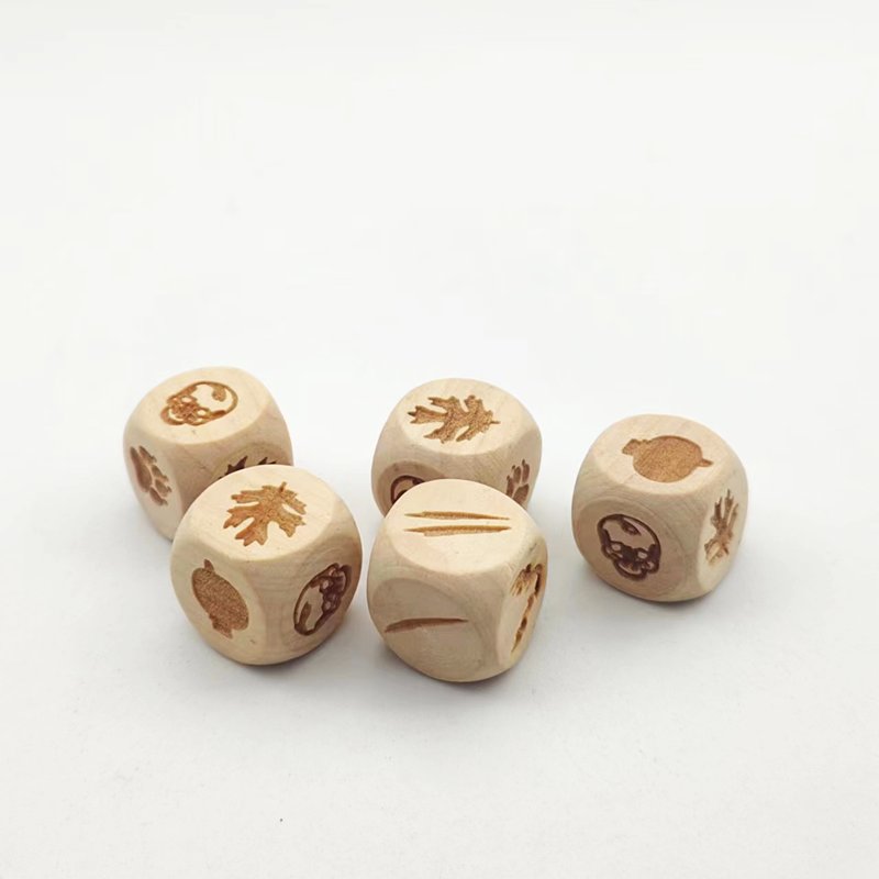 Wooden high quality handcrafted custom engrave round edge personalized logo dice adult board games casino polyhedral d6 dice set