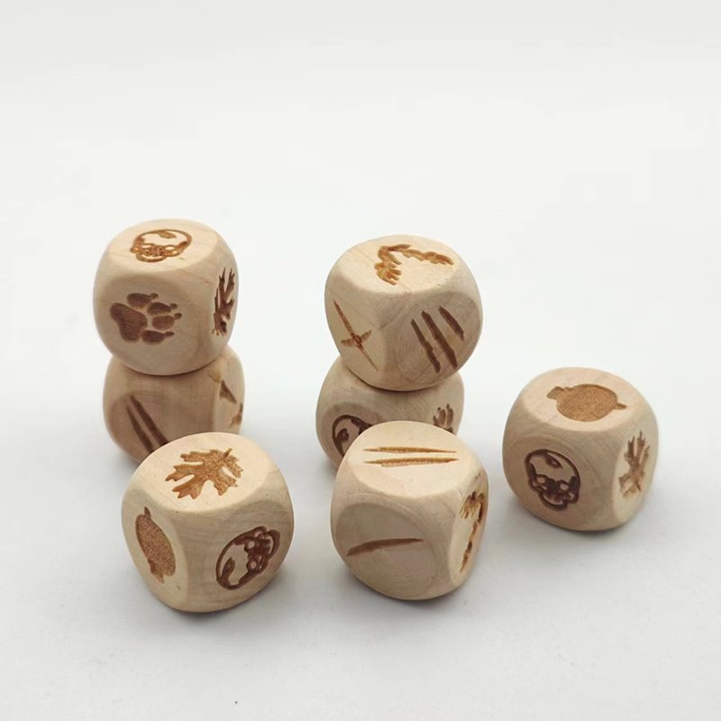 Wooden high quality handcrafted custom engrave round edge personalized logo dice adult board games casino polyhedral d6 dice set