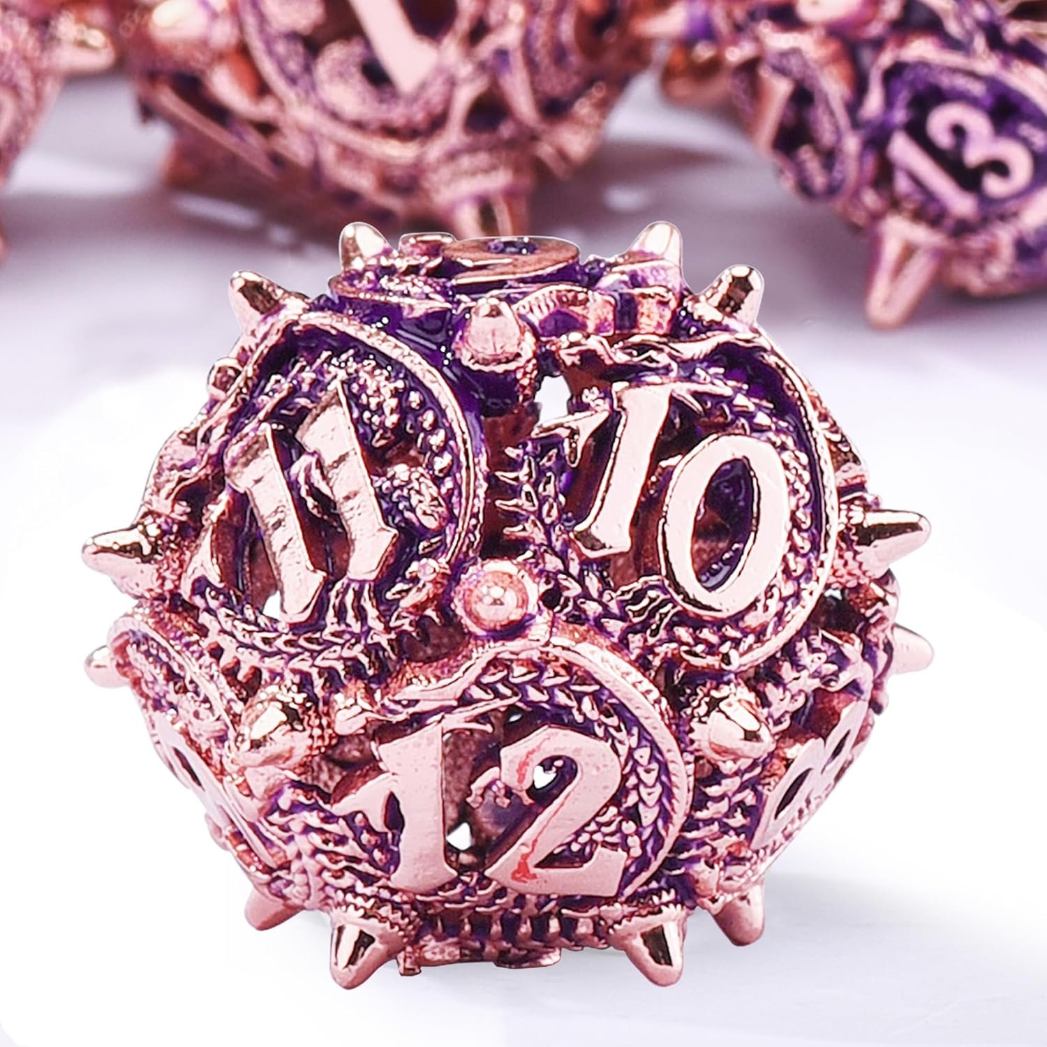 Mini Planet Wholesale RPG Board Games Handmade polyhedral Copper Metal dice set 7pcs Dice Set Custom Logo for DND MTG Players