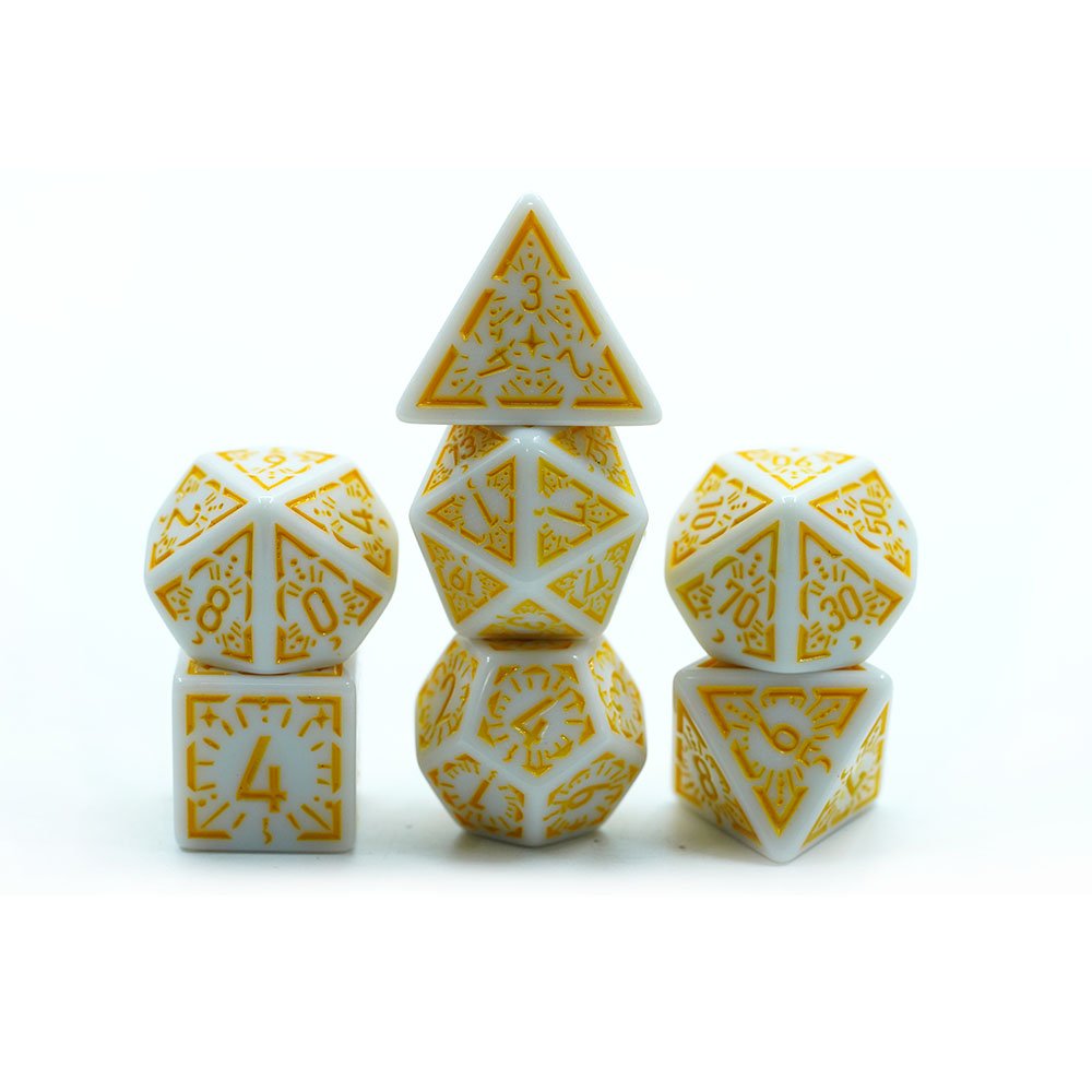Orange Multi sided Acrylic Dices Game d6 d10 d12 d20 7 Die Polyhedral Dices Set Polyhedral Dices Set