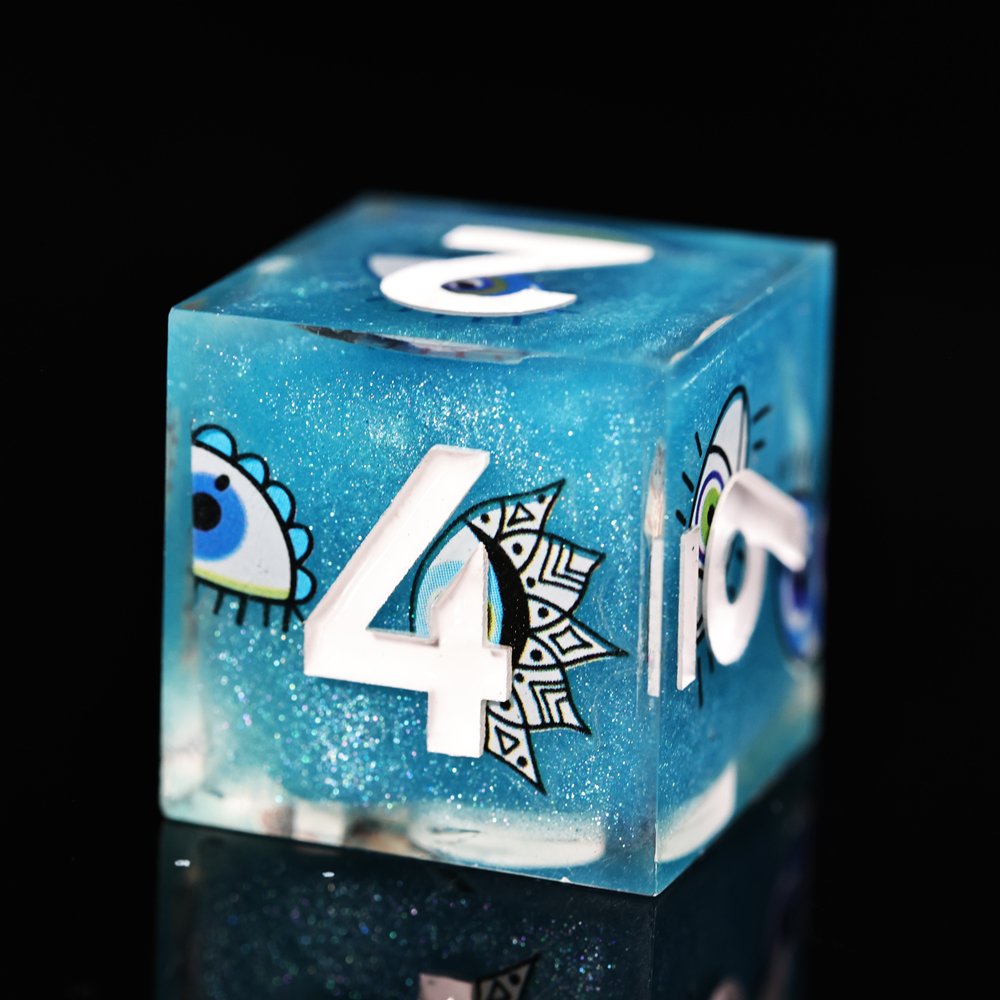 MINI PLANET Handmade Stickers DND Dice Set 7pcs Wholesale Custom Resin Dice For TRPG Dungeons&Dragons Board Game Polyhedral Dice
