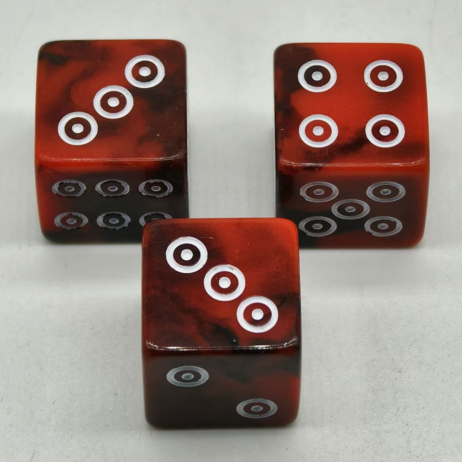 new design classic eco friendly nice acrylic round multi size dice set red resin d6 16mm polyhedral precision casino dice