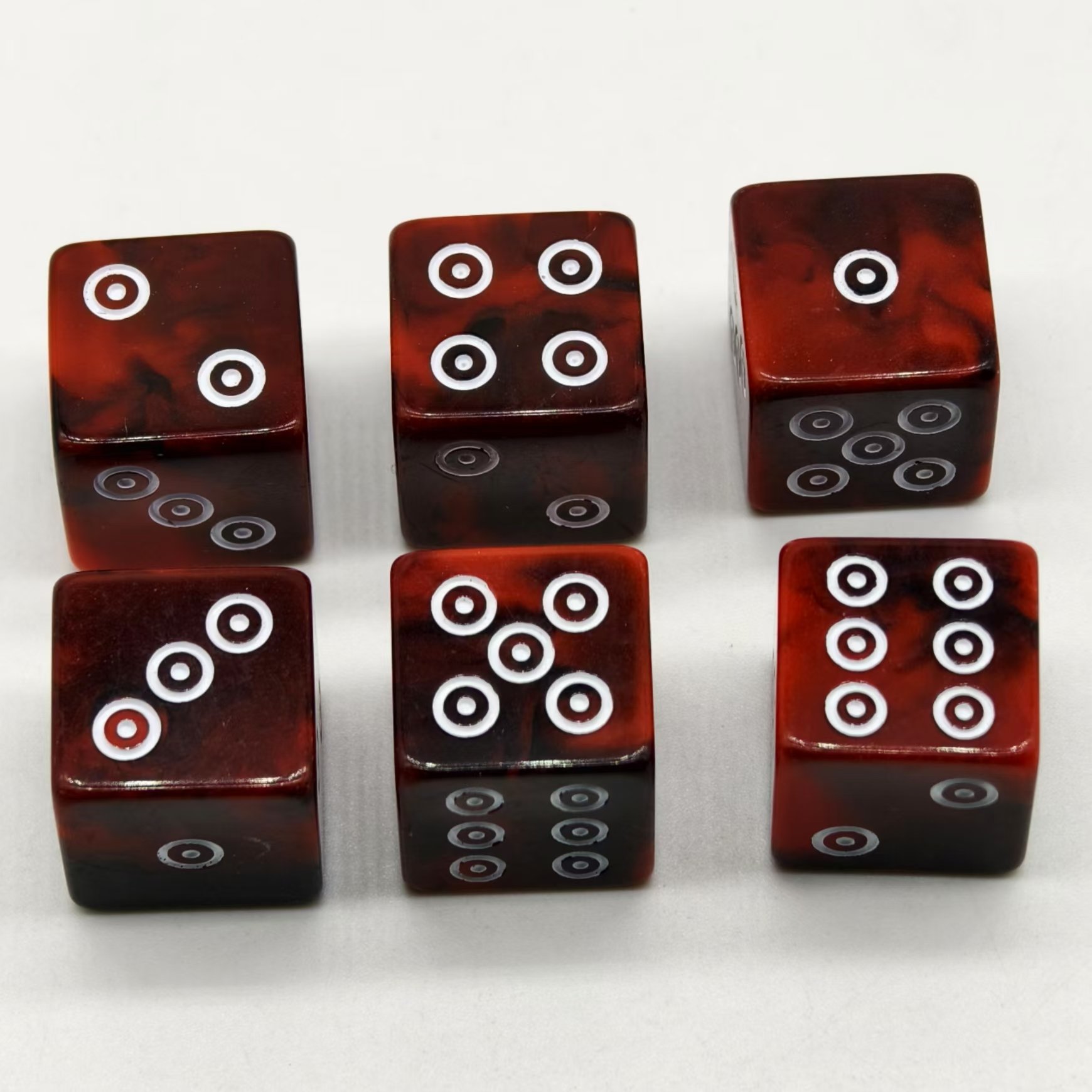 new design classic eco friendly nice acrylic round multi size dice set red resin d6 16mm polyhedral precision casino dice