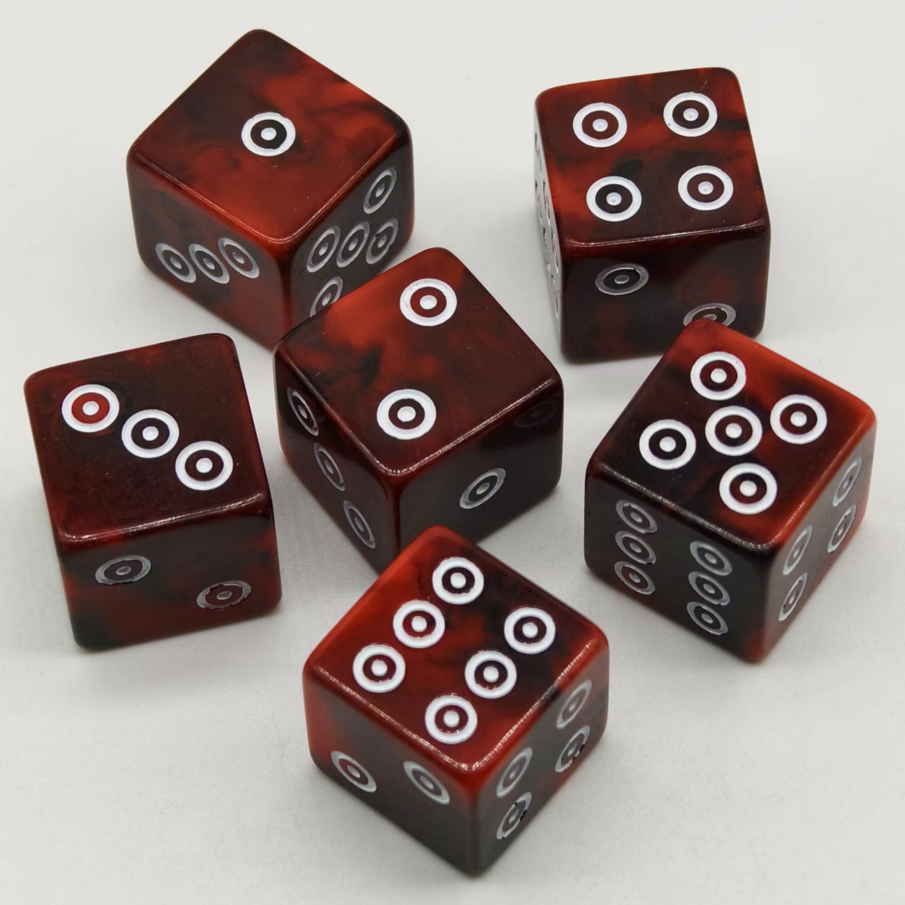 new design classic eco friendly nice acrylic round multi size dice set red resin d6 16mm polyhedral precision casino dice