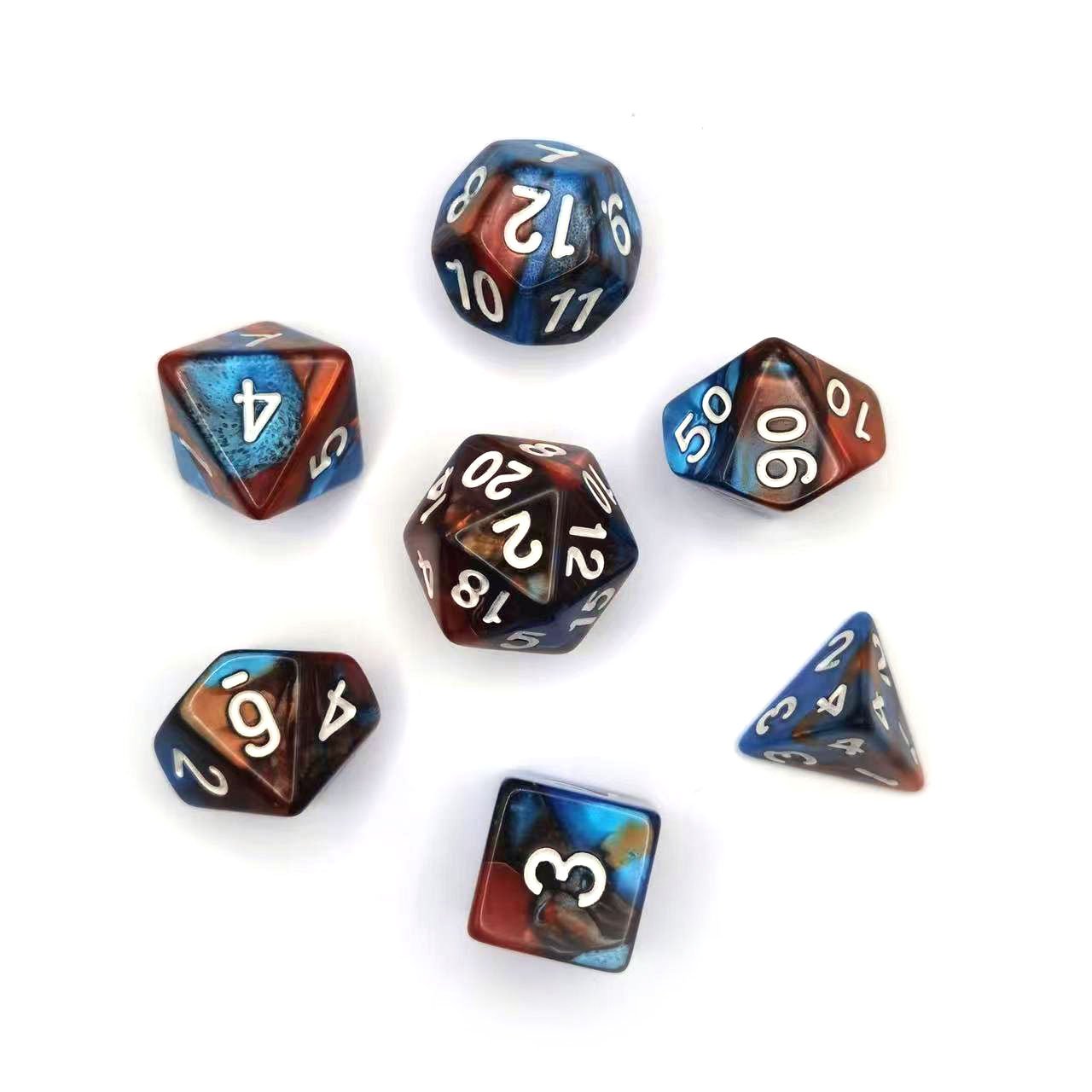 Wholesale Factory blue series Dungeons And Dragons polyhedral custom Two color dice set dnd