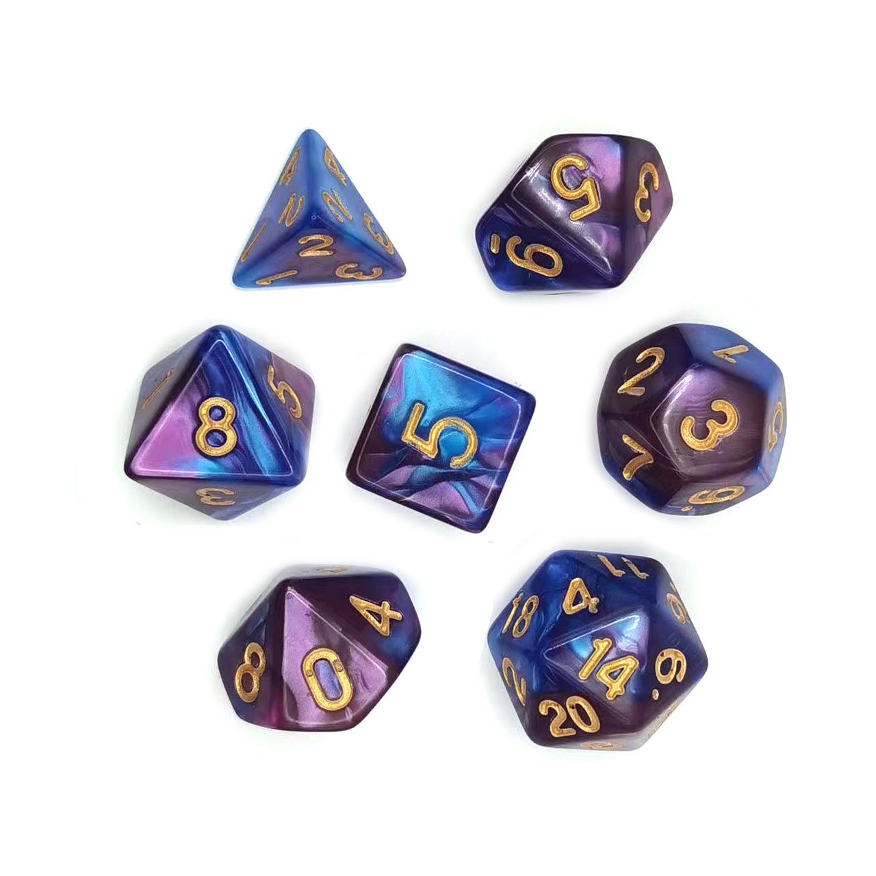 Wholesale Factory blue series Dungeons And Dragons polyhedral custom Two color dice set dnd