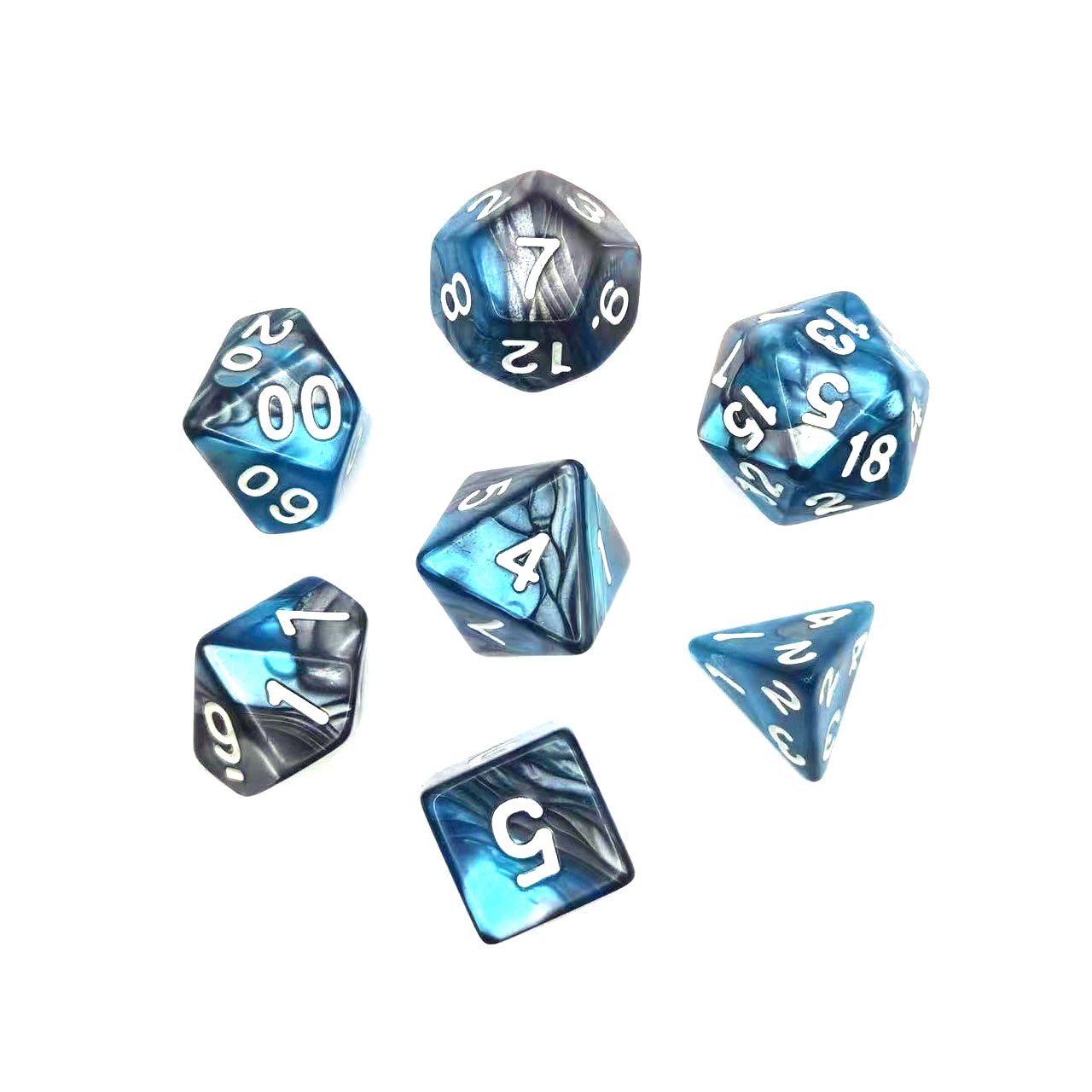 Wholesale Factory blue series Dungeons And Dragons polyhedral custom Two color dice set dnd