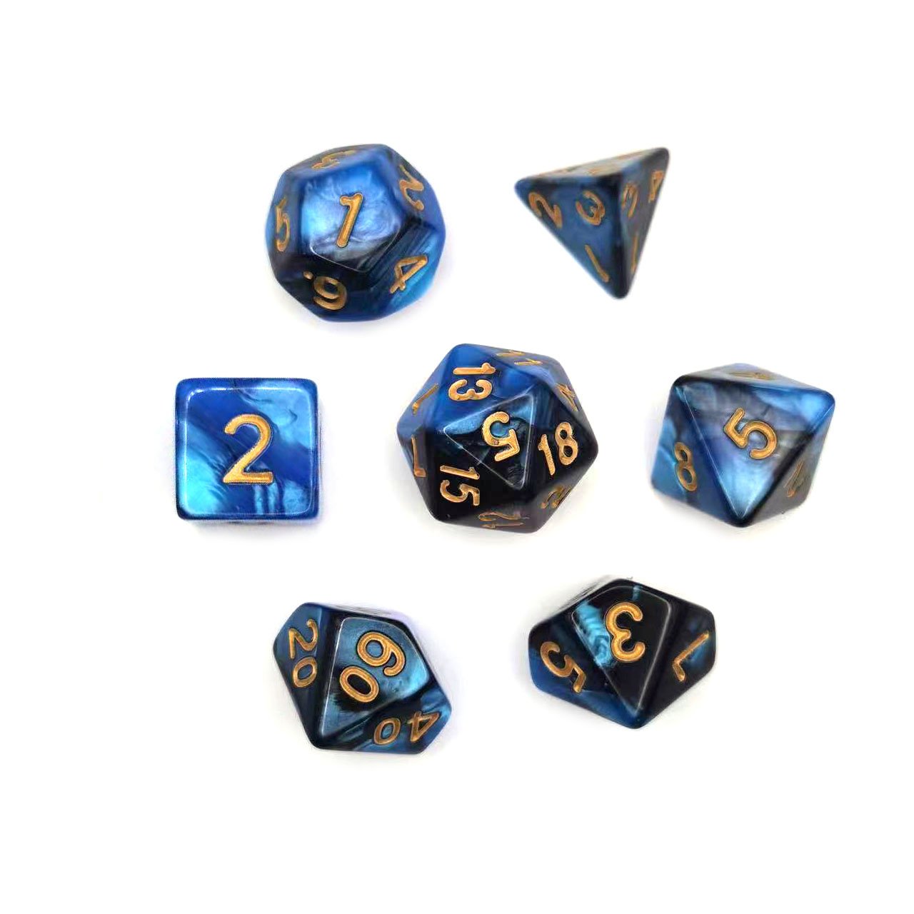 Wholesale Factory blue series Dungeons And Dragons polyhedral custom Two color dice set dnd