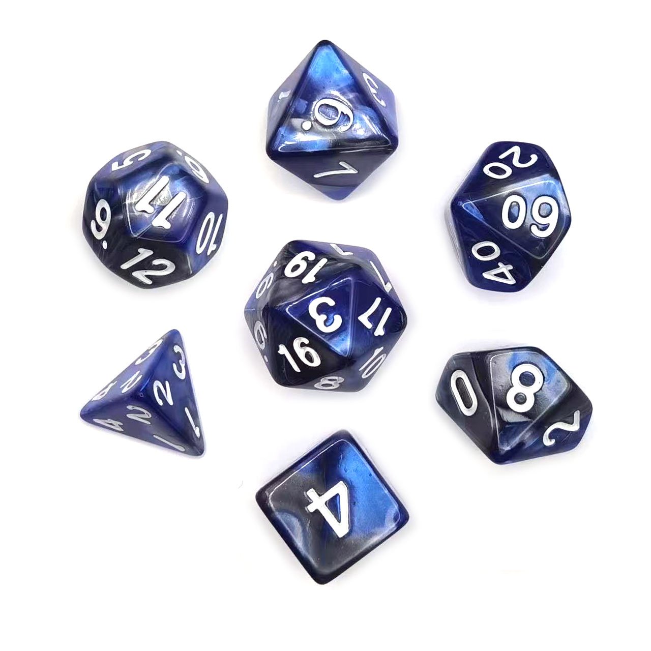Wholesale Factory blue series Dungeons And Dragons polyhedral custom Two color dice set dnd