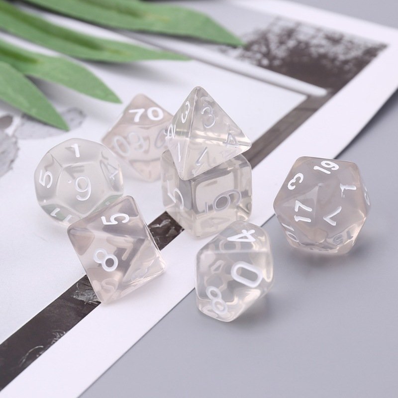 grey 20mm game dice Set Transparent Color Glitter DND Dice Set RPG Dice For Board Game custom