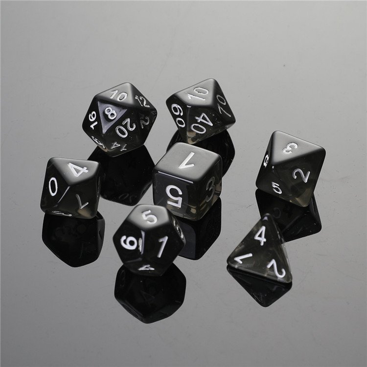 grey 20mm game dice Set Transparent Color Glitter DND Dice Set RPG Dice For Board Game custom