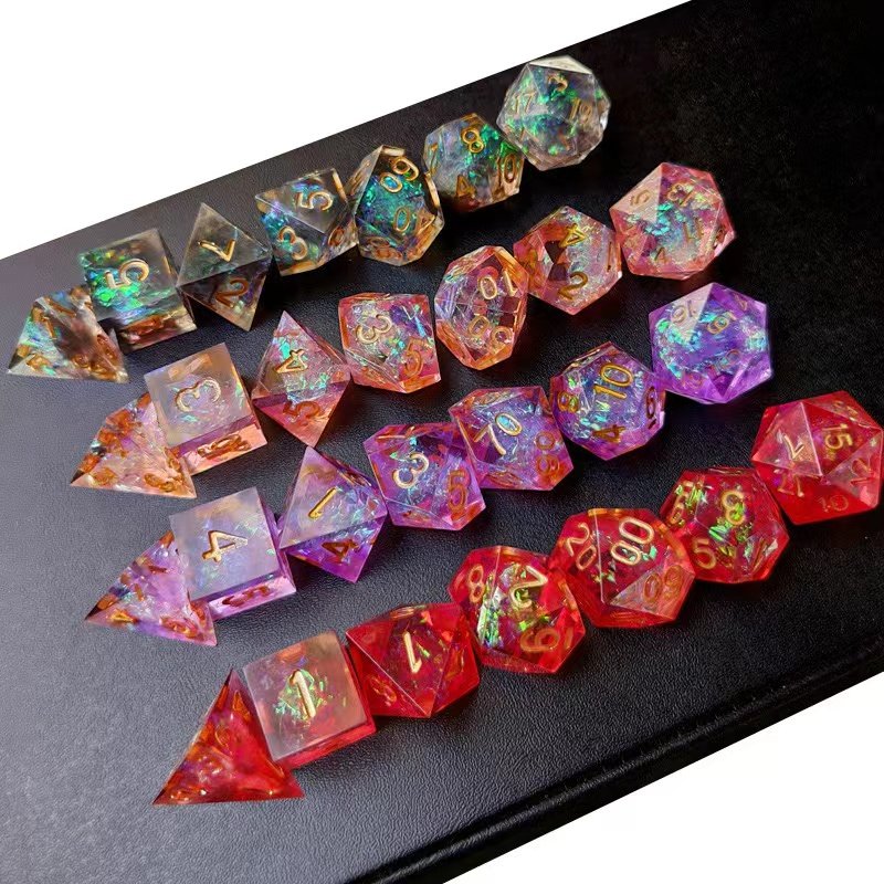 Color resin 7-piece dice set DND Dungeons & Dragons sharp Angle resin dice