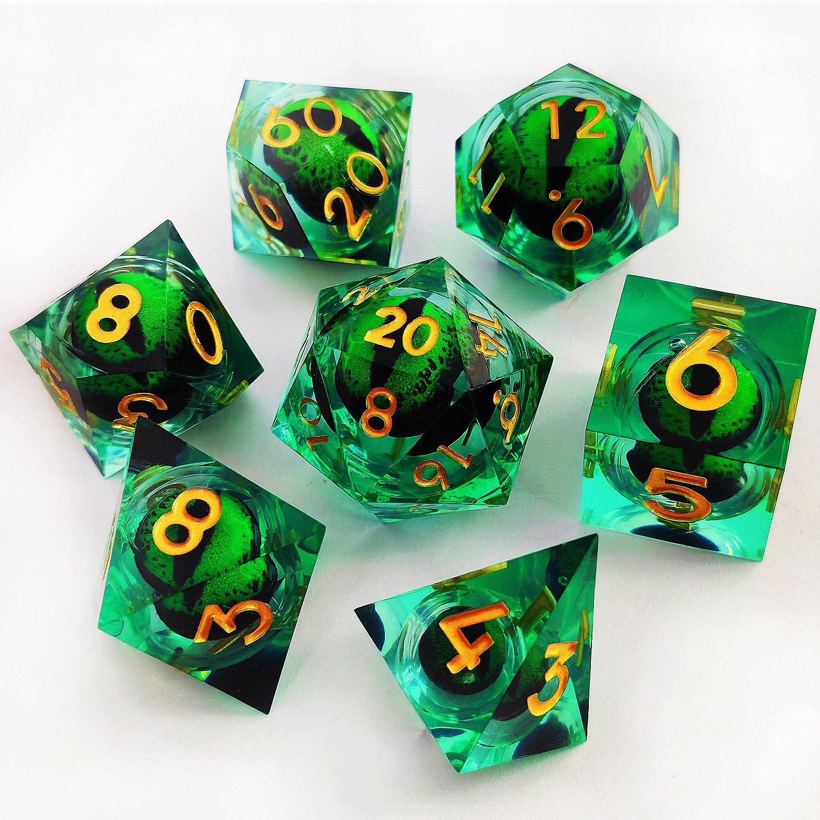 DND Liquid Clear Dragon Eye Resin Core Dice Accessories Personalized Gifts Troll Eyeball Dice