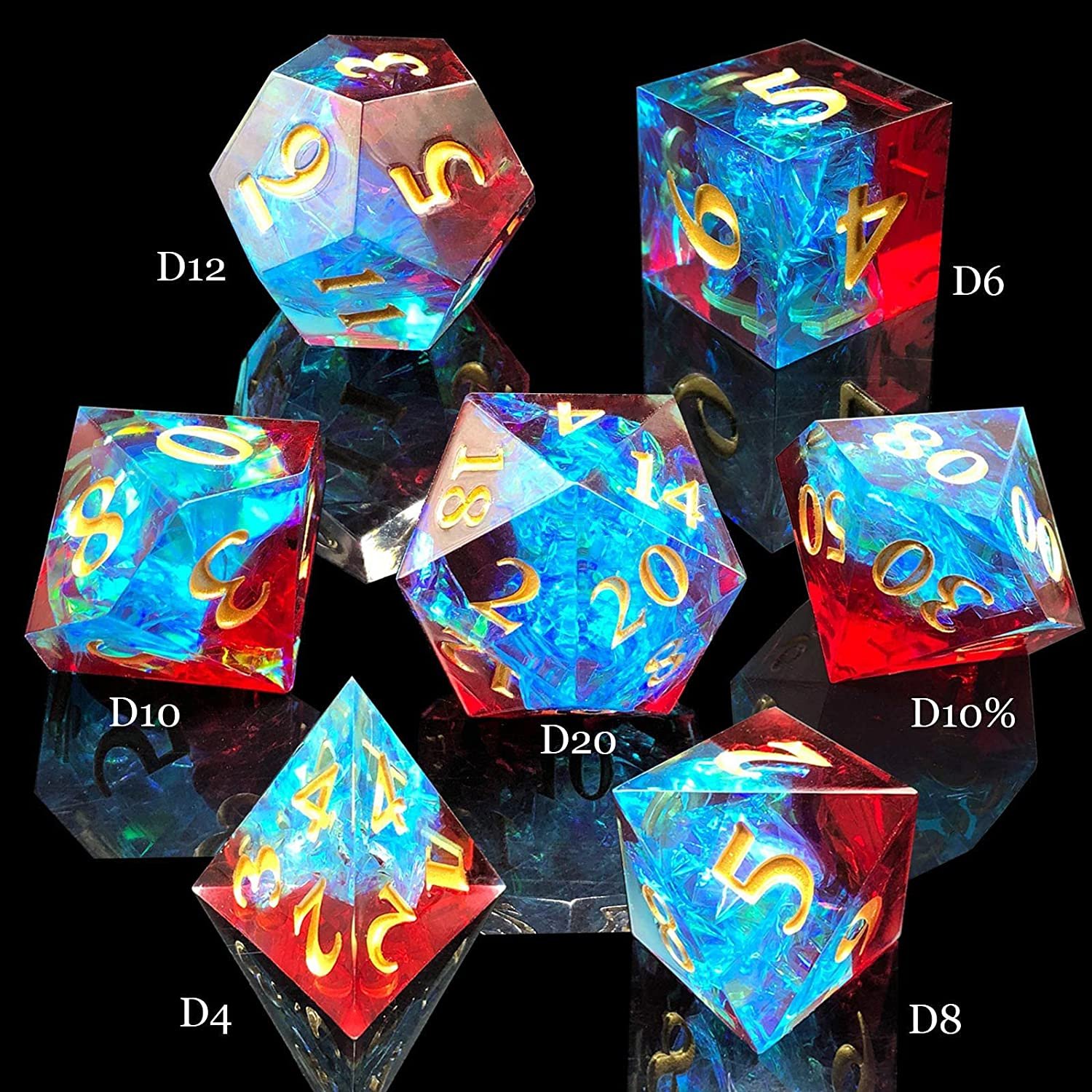 2024 Best selling Edge Sharp Edge Resin Dice Set Custom Polyhedral DND Dice Set Resin dice d&d for RPG for Adult
