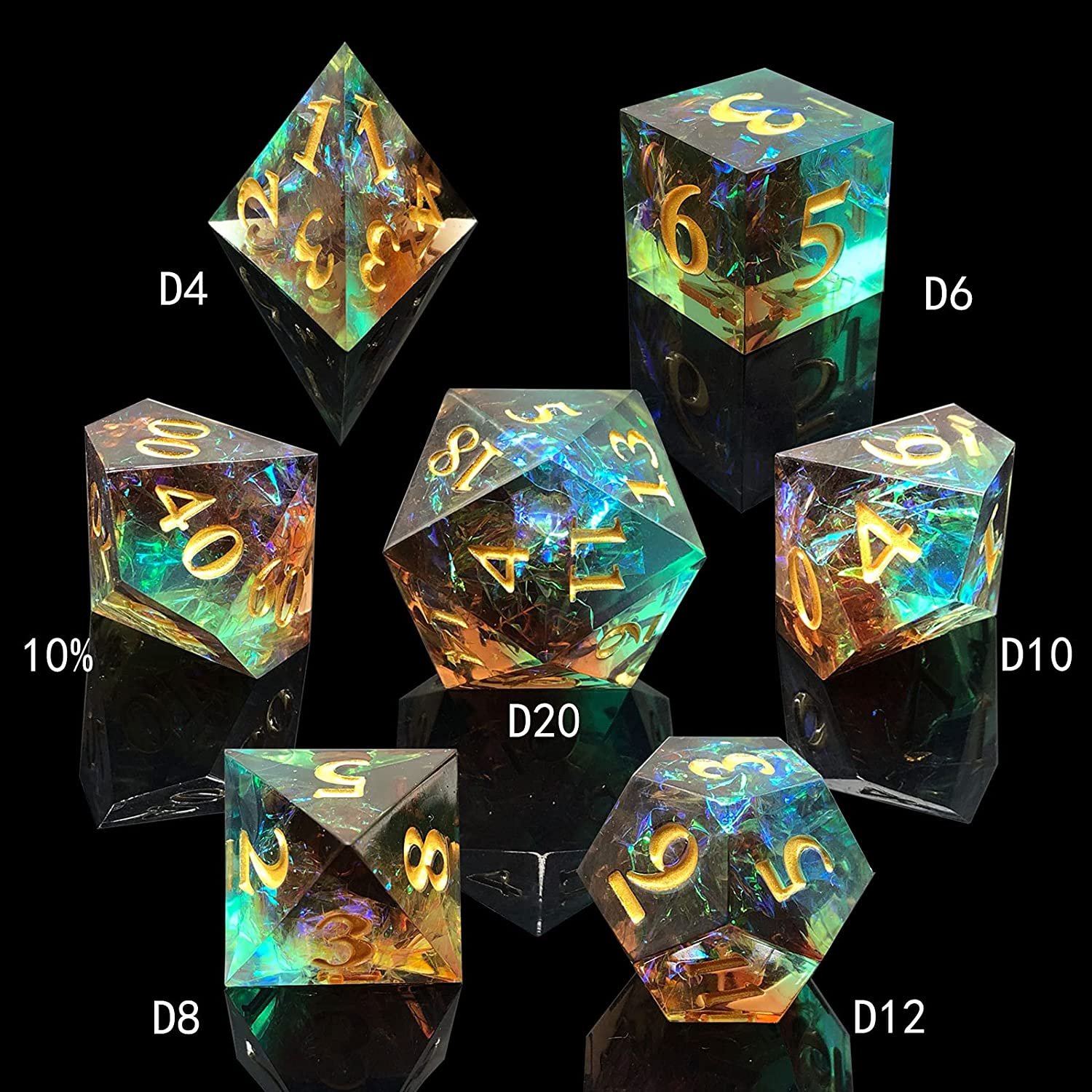 2024 Best selling Edge Sharp Edge Resin Dice Set Custom Polyhedral DND Dice Set Resin dice d&d for RPG for Adult