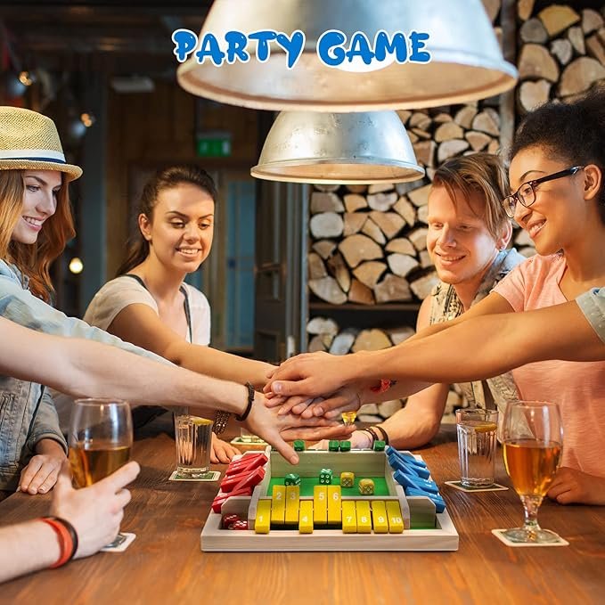 Shut The Box Dice Game 8 Dice 4 Players Wooden dice Game Perfect for Parties Easy to Learn Tabletop Version and Pub Board Game