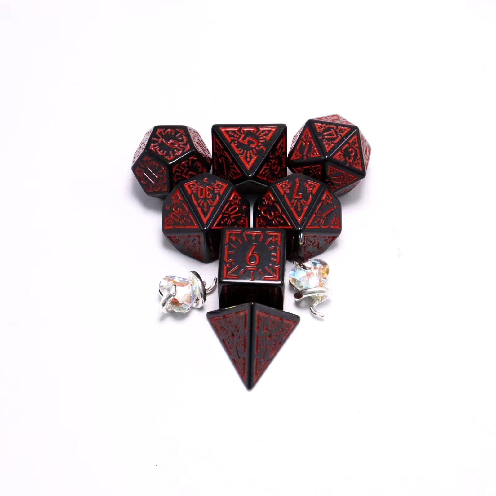 Custom polyhedral rpg 7pcs Retro dice Bulk gemstone crack dice