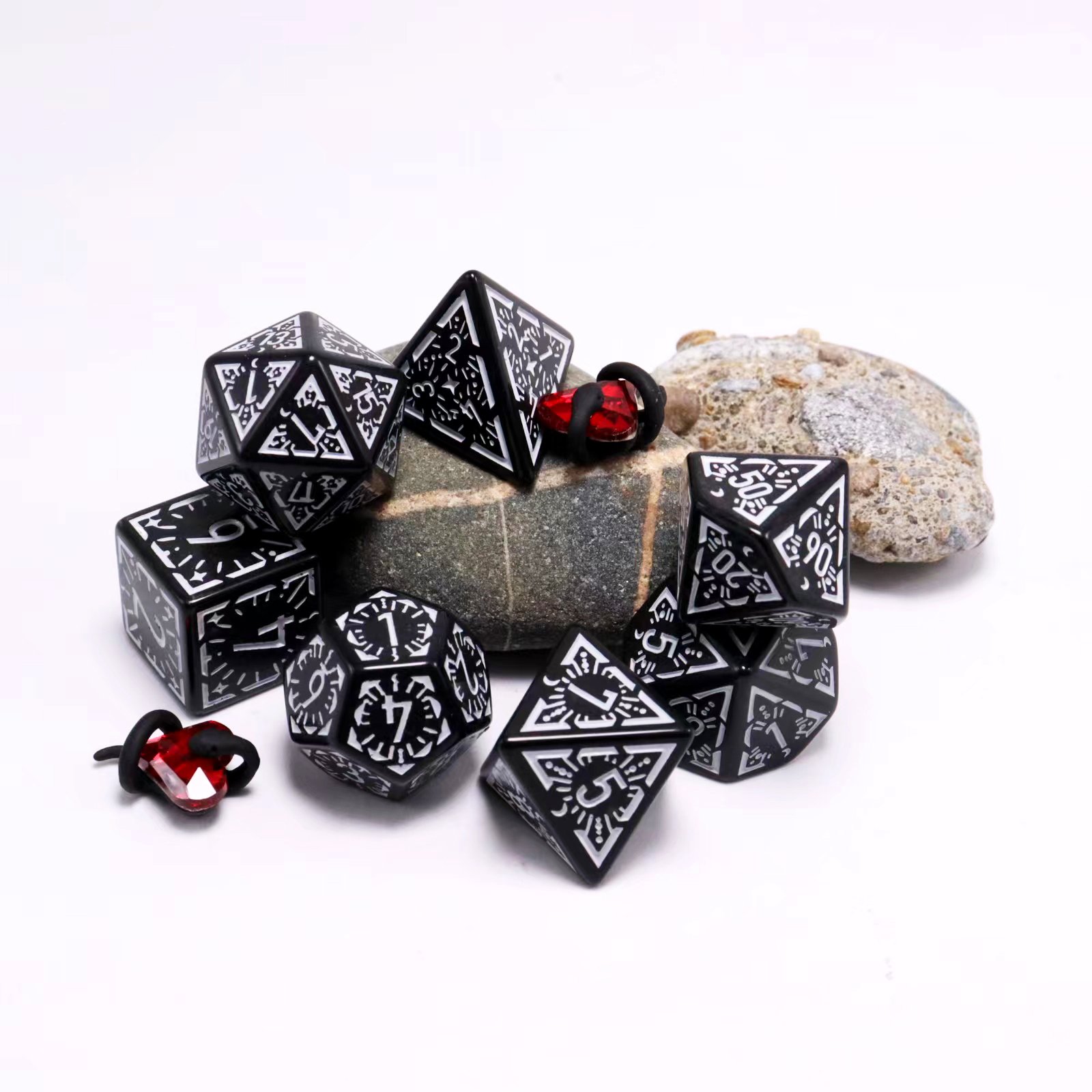 Custom polyhedral rpg 7pcs Retro dice Bulk gemstone crack dice