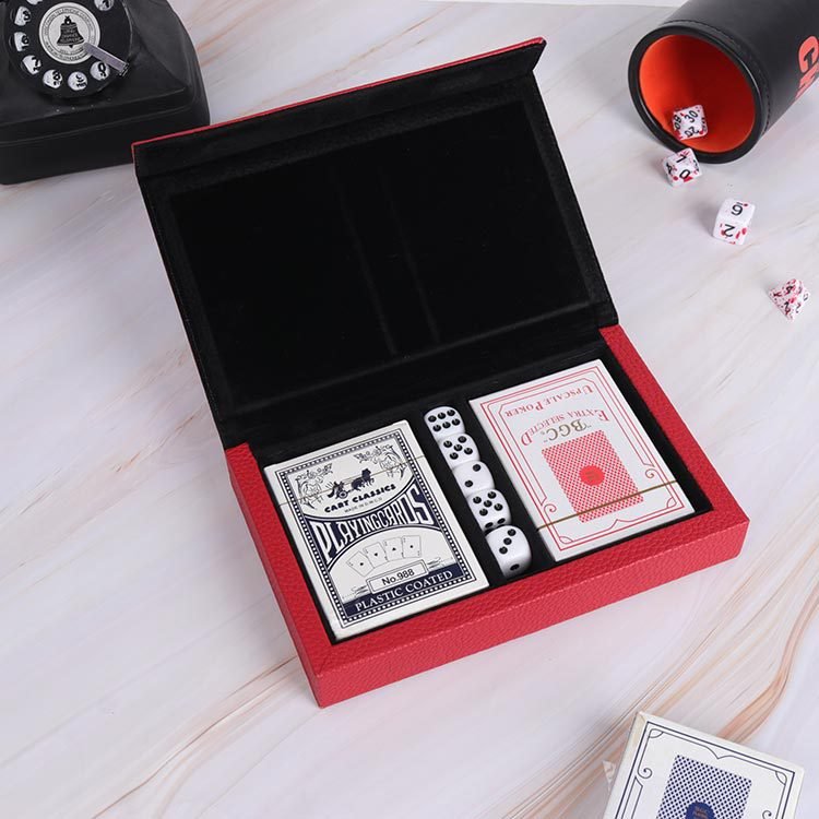 Customized Two-Piece High-Grade Leather Poker Box Poker Card Deck With Box Paper Poker Cards
