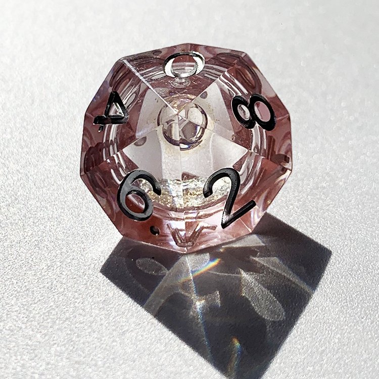 Custom Complete D4 D6 D8 D10 D12 D20 Liquid Heart Filled Core Sharp Edge Resin Polyhedral Dice Liquid Core Handmade 12 Sided Bal