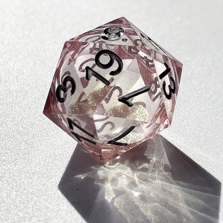 Custom Complete D4 D6 D8 D10 D12 D20 Liquid Heart Filled Core Sharp Edge Resin Polyhedral Dice Liquid Core Handmade 12 Sided Bal