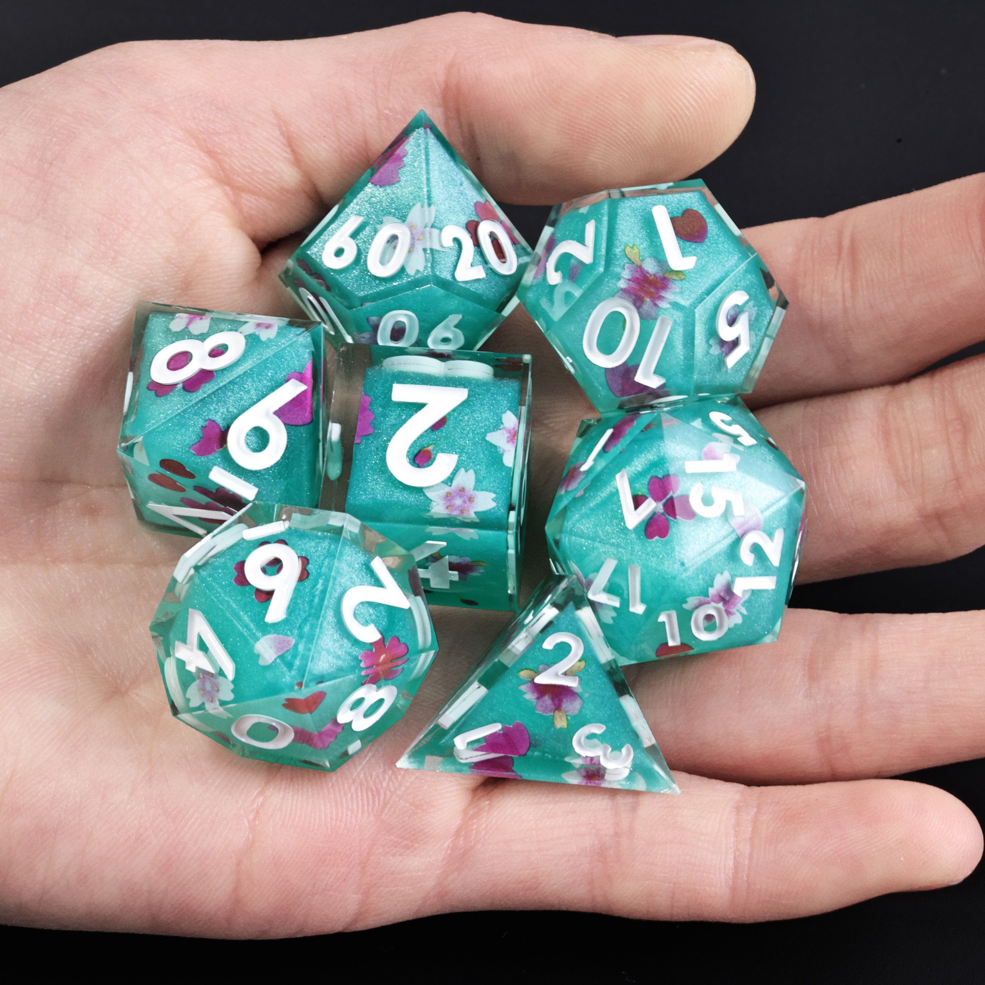 MINI PLANET DND Dice Set Wholesale Custom Resin Dice with Sharp Edges For RPG Dragon&Dungeon Polyhedral Layered Sticker Dice Set