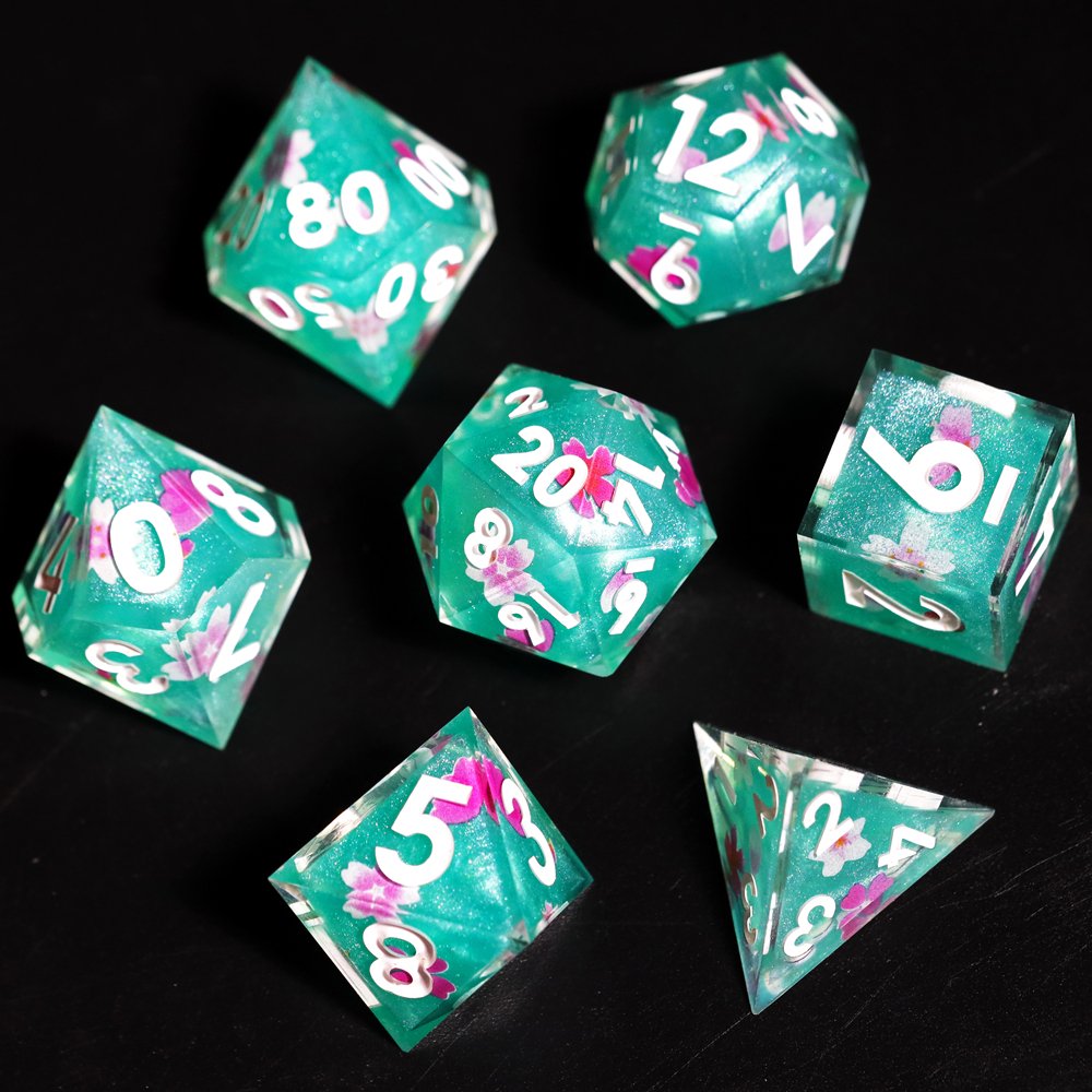 MINI PLANET DND Dice Set Wholesale Custom Resin Dice with Sharp Edges For RPG Dragon&Dungeon Polyhedral Layered Sticker Dice Set
