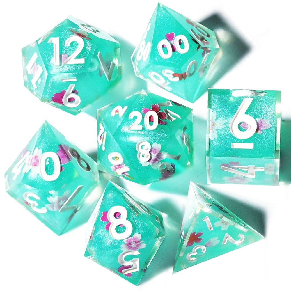 MINI PLANET DND Dice Set Wholesale Custom Resin Dice with Sharp Edges For RPG Dragon&Dungeon Polyhedral Layered Sticker Dice Set