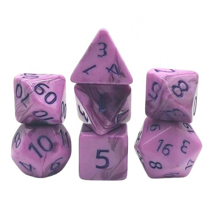 Ready to Ship New Design Polyhedral Violet Colored DND RPG Dice Set for Game