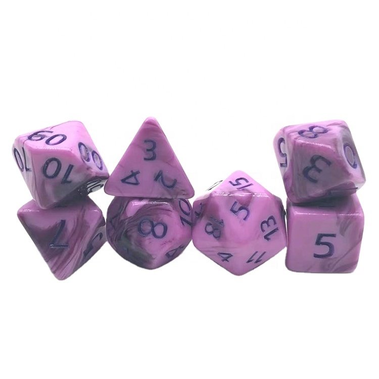 Ready to Ship New Design Polyhedral Violet Colored DND RPG Dice Set for Game
