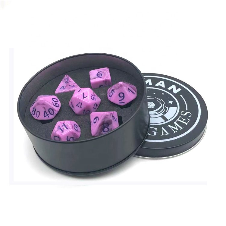 Ready to Ship New Design Polyhedral Violet Colored DND RPG Dice Set for Game