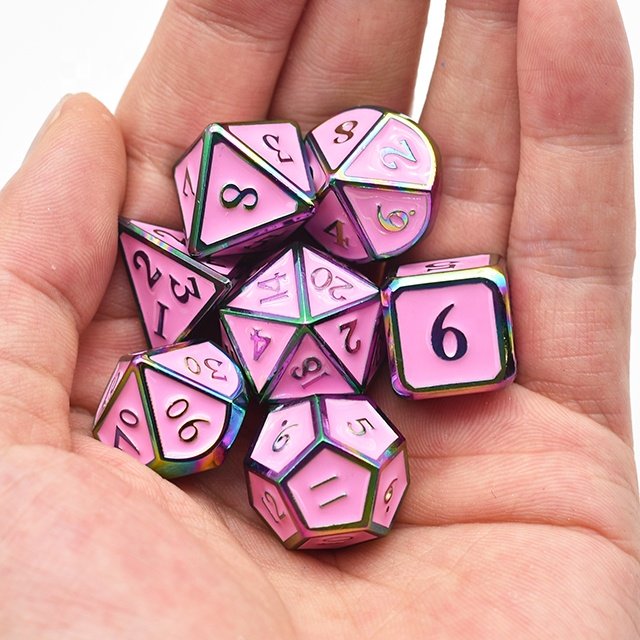 Udixi Polyhedral custom logo rpg dungeons and dragons metal dice game set Colorful Plating Enamel