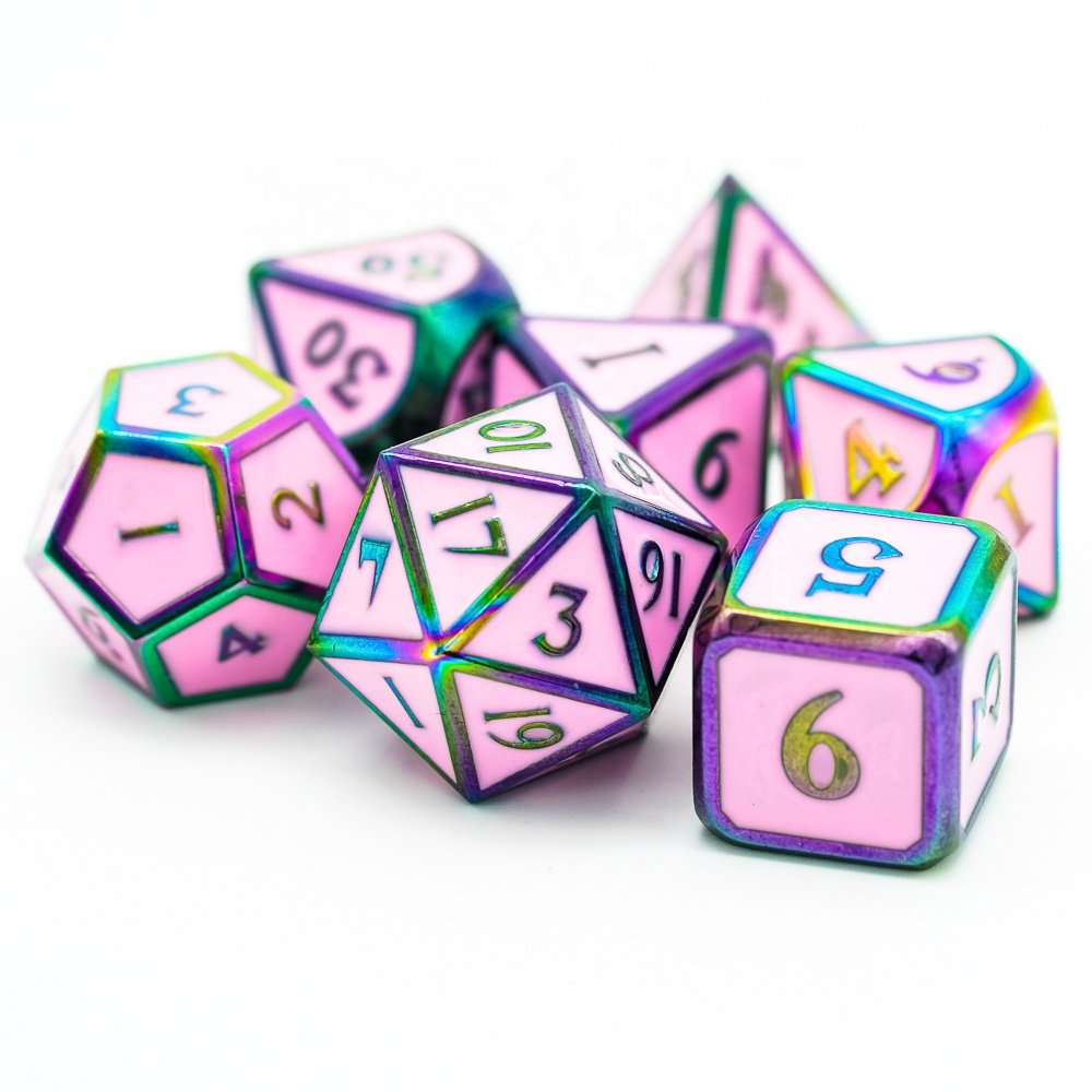 Udixi Polyhedral custom logo rpg dungeons and dragons metal dice game set Colorful Plating Enamel