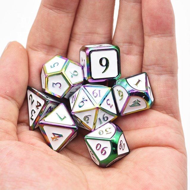 Udixi Polyhedral custom logo rpg dungeons and dragons metal dice game set Colorful Plating Enamel