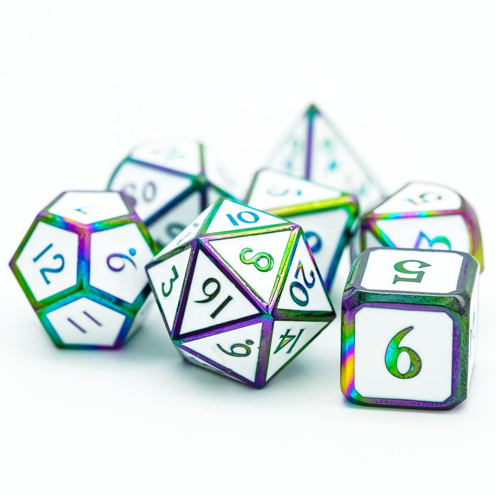 Udixi Polyhedral custom logo rpg dungeons and dragons metal dice game set Colorful Plating Enamel