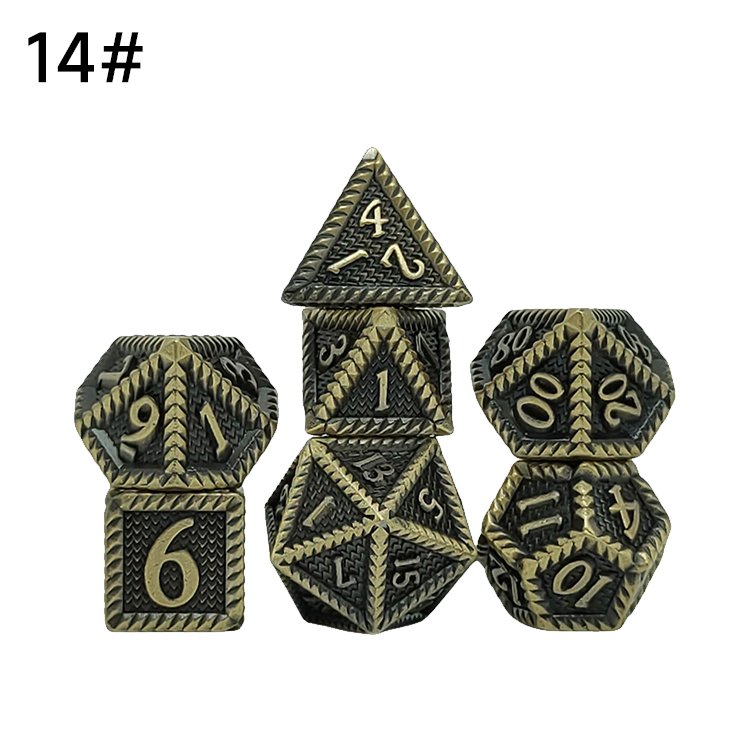Dndnd Metal Gaming Dice 7 Pcs Red Dragon With Velvet Pouch For Dungeons & Dragon D&D Game Silver Edges With Gold Number Dice