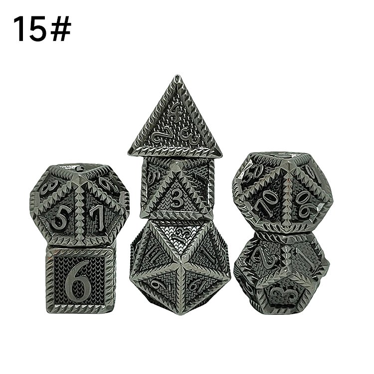 Dndnd Metal Gaming Dice 7 Pcs Red Dragon With Velvet Pouch For Dungeons & Dragon D&D Game Silver Edges With Gold Number Dice