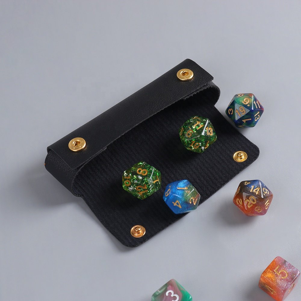 Customized Luxury Durable Dice Storage Sleeve Personalized Pu Leather Dnd Dice Tray Set Bag Logo