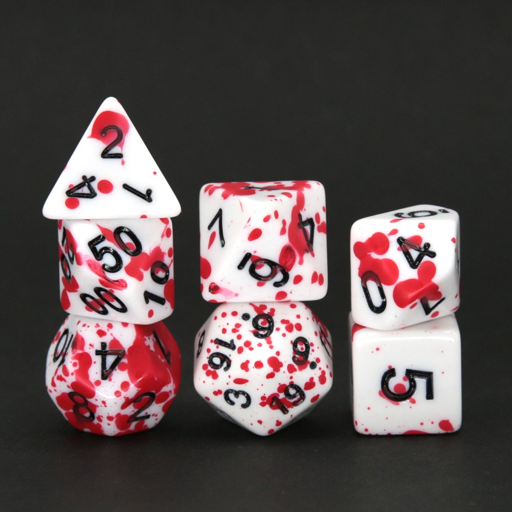 Blood Splatter dnd polyhedral dice set acrylic dice set for dnd rpg dice marble acrylic plastic blue