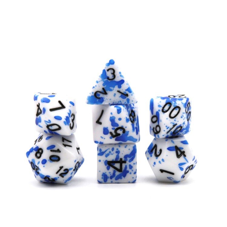 Blood Splatter dnd polyhedral dice set acrylic dice set for dnd rpg dice marble acrylic plastic blue