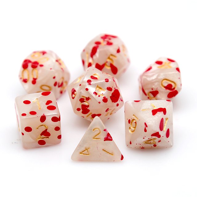 Blood Splatter dnd polyhedral dice set acrylic dice set for dnd rpg dice marble acrylic plastic blue