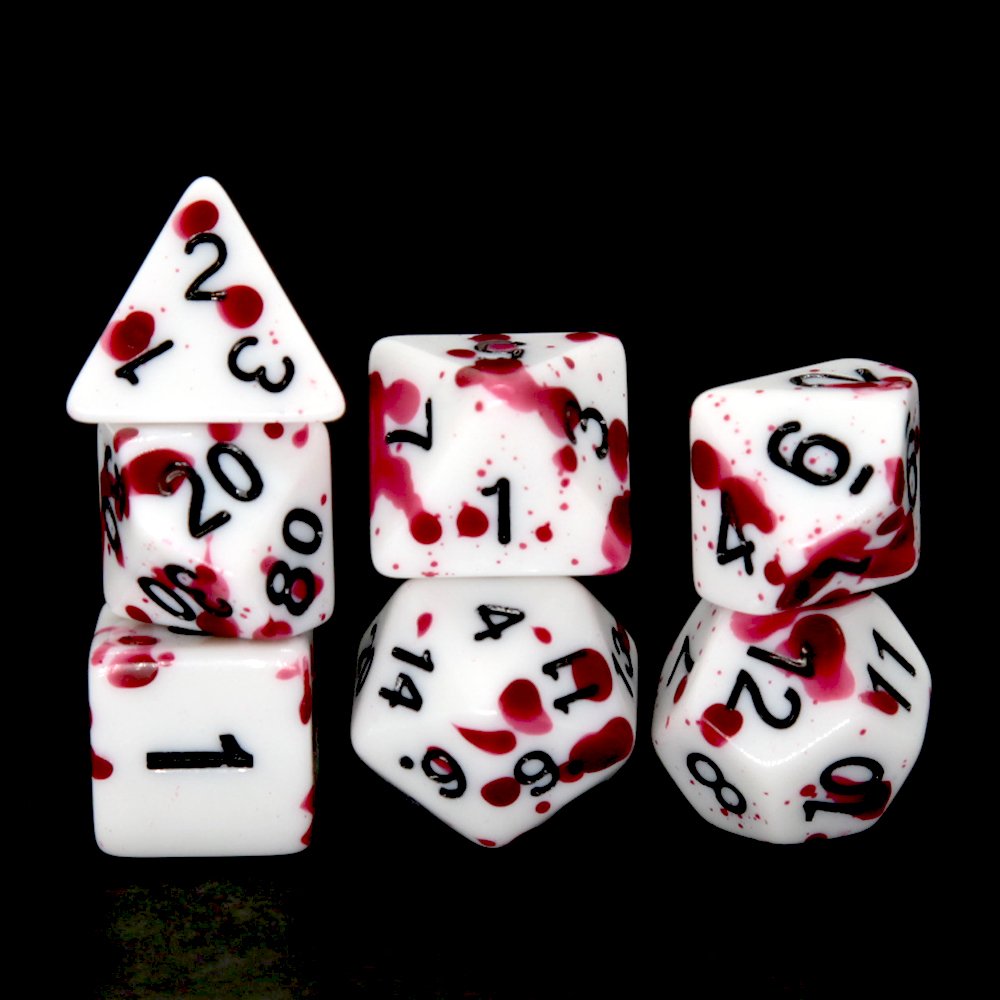 Blood Splatter dnd polyhedral dice set acrylic dice set for dnd rpg dice marble acrylic plastic blue