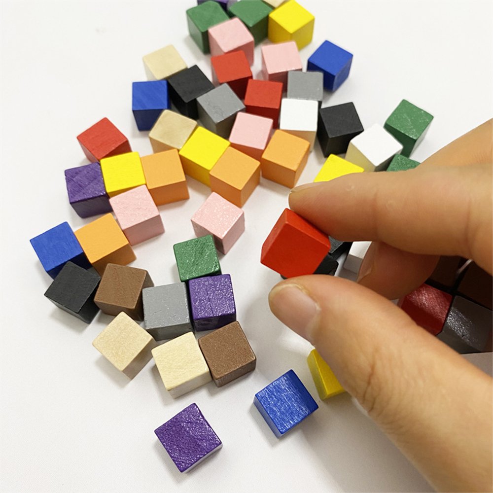Custom logo colorful 12-Color Printed 10mm Square Corner Cube Wooden Blank Dice Unique Design Customizable Dicing Tool
