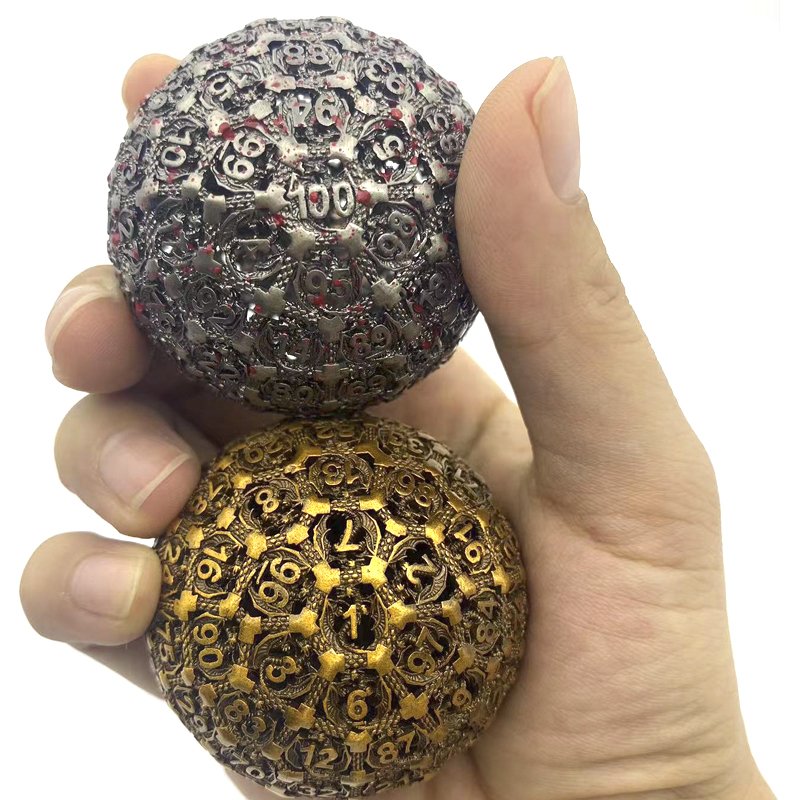 D100 Hollow Polyhedral Metal Dice Zinc Alloy Multi-Shaped DND/Dungeons Dragons Pathfinder Role-Playing Game Accessories