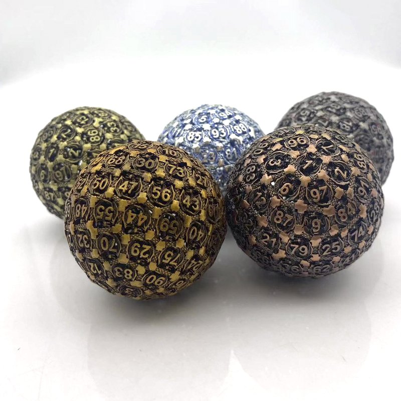 D100 Hollow Polyhedral Metal Dice Zinc Alloy Multi-Shaped DND/Dungeons Dragons Pathfinder Role-Playing Game Accessories
