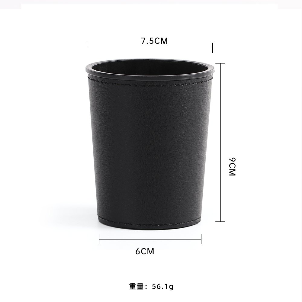 OEM ODM Customized Logo Black PU Leather Dice Cup Set With 6 Dices